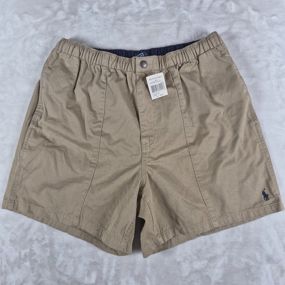 Vintage Polo Ralph Lauren Shorts Men's Medium Beige Elastic Waist Casual NWT
